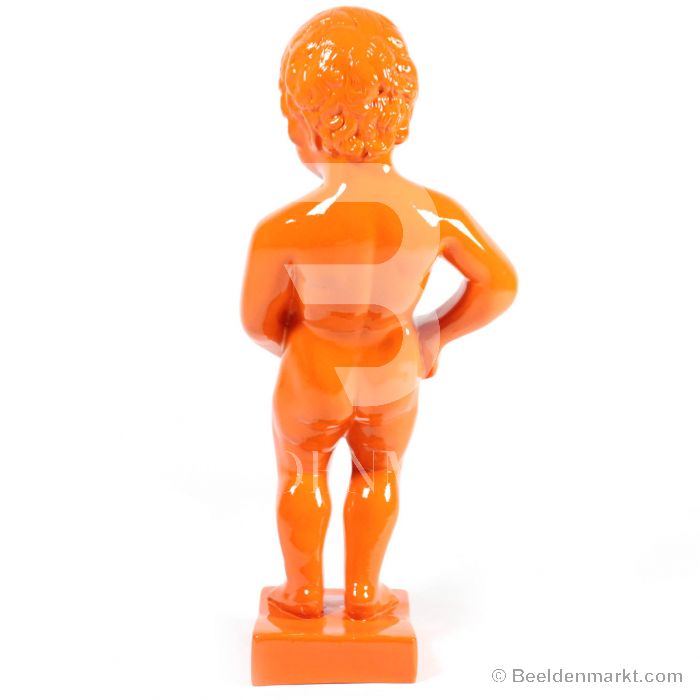 Manneken-Pis en résine orange doigt d'honneur 60 cm