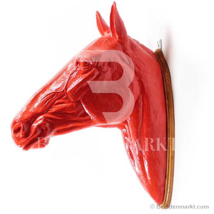 provincie Veroveraar Zeehaven Beeldenmarkt.com paarden hoofd polyester rood